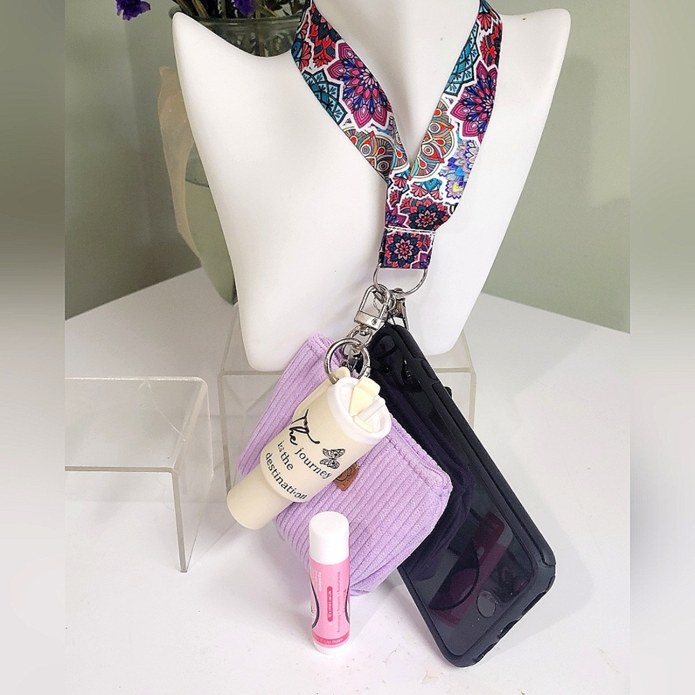 Lanyard Wristlet Phone holder Hands Free! Mini Tumbler Compartment +Balm 👀 👀